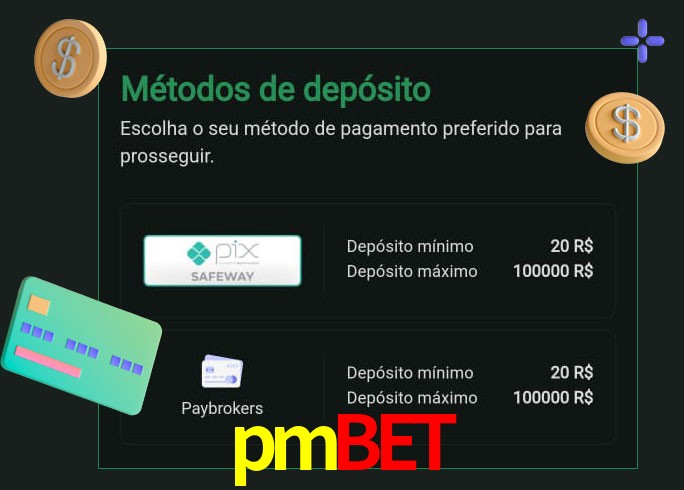 O cassino pmbet oferece uma grande variedade de métodos de pagamento